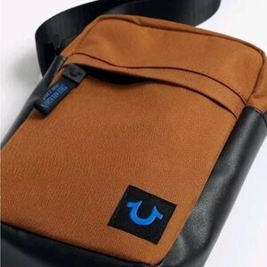 True Religion Crossbody bag Unisex Men & Women Tan / Black Purse Logo Used
